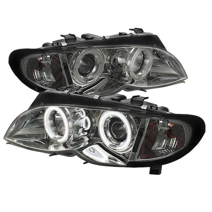 Spyder BMW E46 3-Series 02-05 4DR Projector Headlights 1PC LED Halo Chrm PRO-YD-BMWE4602-4D-AM-C