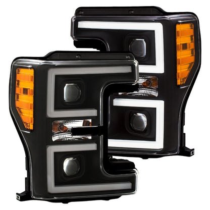 ANZO LED Headlights 17-18 Ford F-250 Super Duty Plank-Style L.E.D. Headlight Black (Pair)