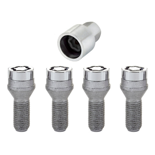 McGard Wheel Lock Bolt Set - 4pk. (Cone Seat) M14X1.25 / 17mm Hex / 27.3mm Shank Length - Chrome