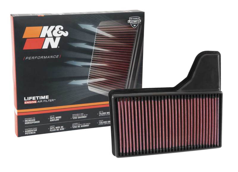 K&N Replacement Panel Air Filter for 2015 Ford Mustang 2.3L L4/3.7L V6/5.0L V8