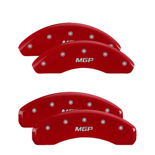 MGP 4 Caliper Covers Engraved Front & Rear No bolts/Sport Red finish silver ch