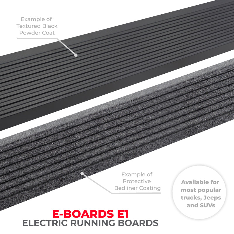 Go Rhino 22-23 Toyota Tundra CrewMax Cab 4dr E-BOARD E1 Electric Running Board Kit - Bedliner Coatng