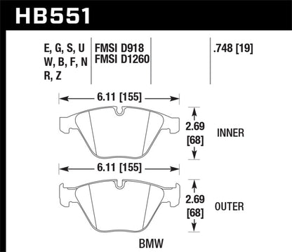 Hawk 09-13 BMW M3 DTC-60 Race Front Brake Pads