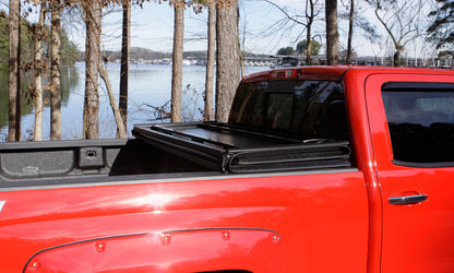 Lund 14-17 Chevy Silverado 1500 Fleetside (8ft. Bed) Hard Fold Tonneau Cover - Black