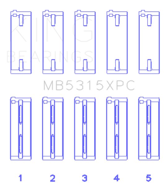 King 1992+ Mitsubishi 4G63/4G64 EVO I-IV (Size 0.5) Coated Performance Main Bearing Set