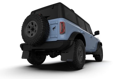 Rally Armor 21-24 Ford Bronco (Plstc Bmpr + RR - NO Rptr/Sprt) Blk Mud Flap w/Area Blue Logo