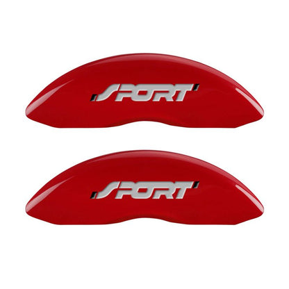 MGP 4 Caliper Covers Engraved Front & Rear No bolts/Sport Red finish silver ch