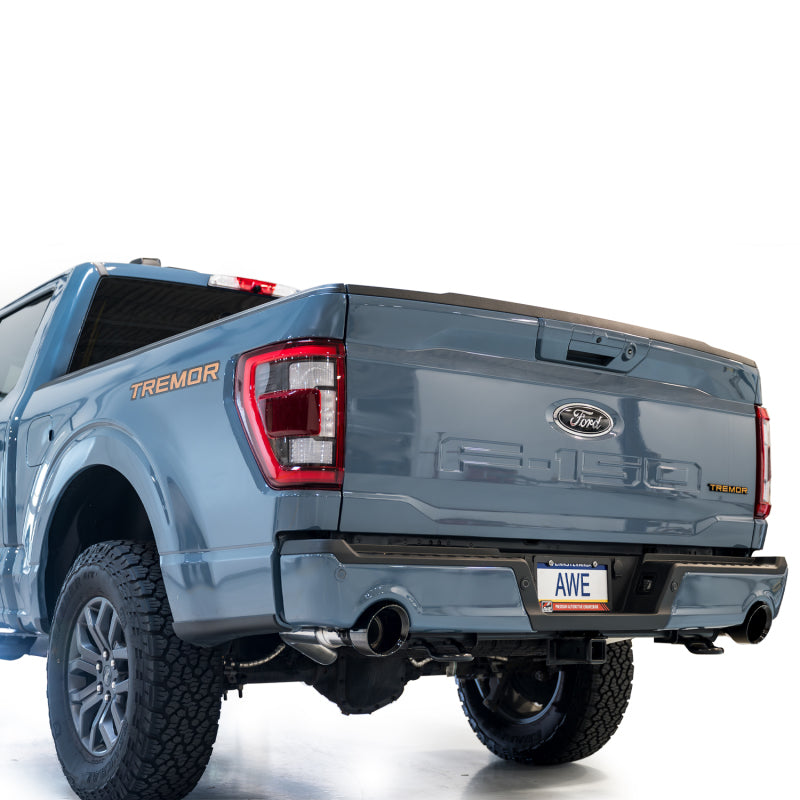 AWE Tuning 2021+ Ford F-150 Tremor (w/ Bumper Cutouts) 0FG Non-Resonated Catback -Diamond Black Tips