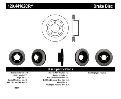 Stoptech 08-11/13-18 Toyota Land Cruiser Front Premium High Carbon Cryo Brake Rotor