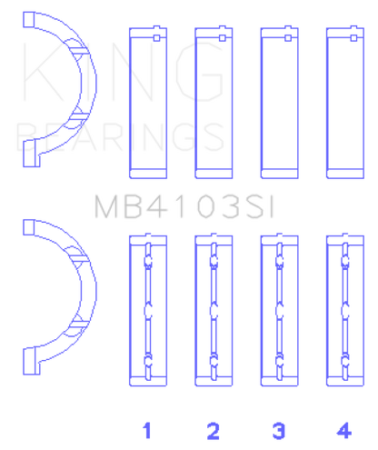 King Engine Bearings Chrysler 197 (Size +0.50mm) Main Bearing Set