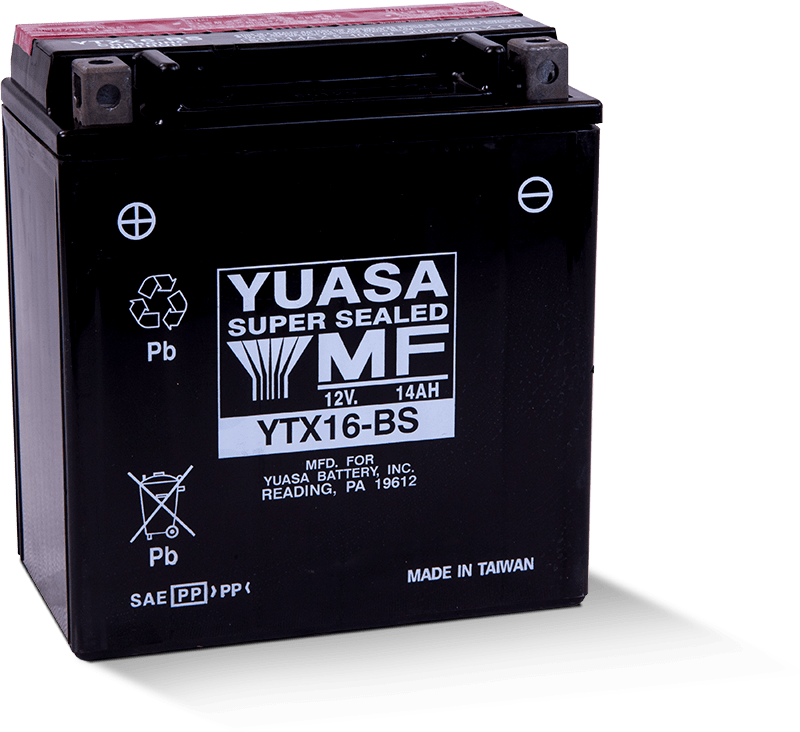 Yuasa YTX16-BS Maintenance Free AGM 12-Volt Battery w/Bottle