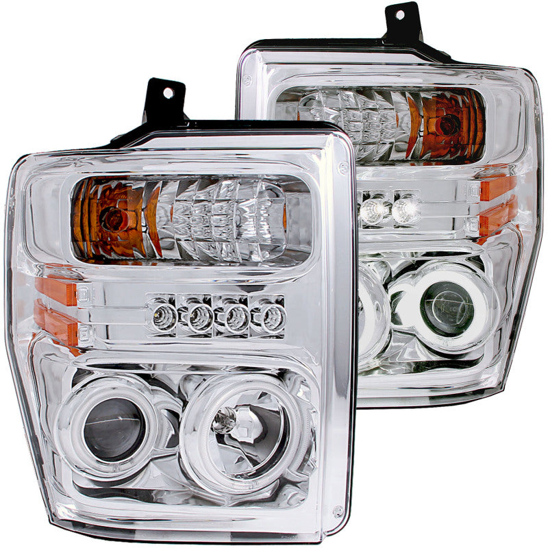 ANZO 2008-2010 Ford F-250 Projector Headlights w/ Halo Chrome (CCFL)