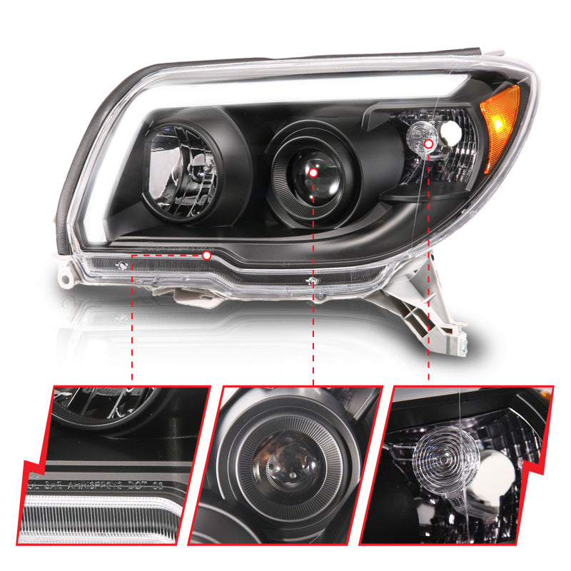 ANZO 06-09 Toyota 4 Runner Projector Headlights Plank Style - Black