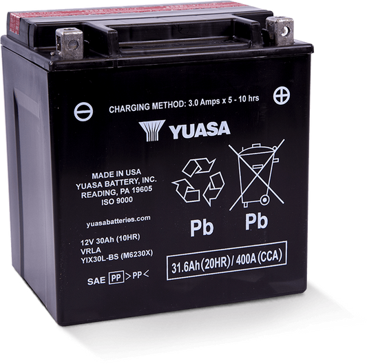 Yuasa YIX30L-BS High Performance Maintenance Free AGM 12-Volt Battery w/Bottle