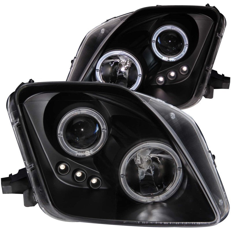 ANZO 1997-2001 Honda Prelude Projector Headlights w/ Halo Black w/ LED