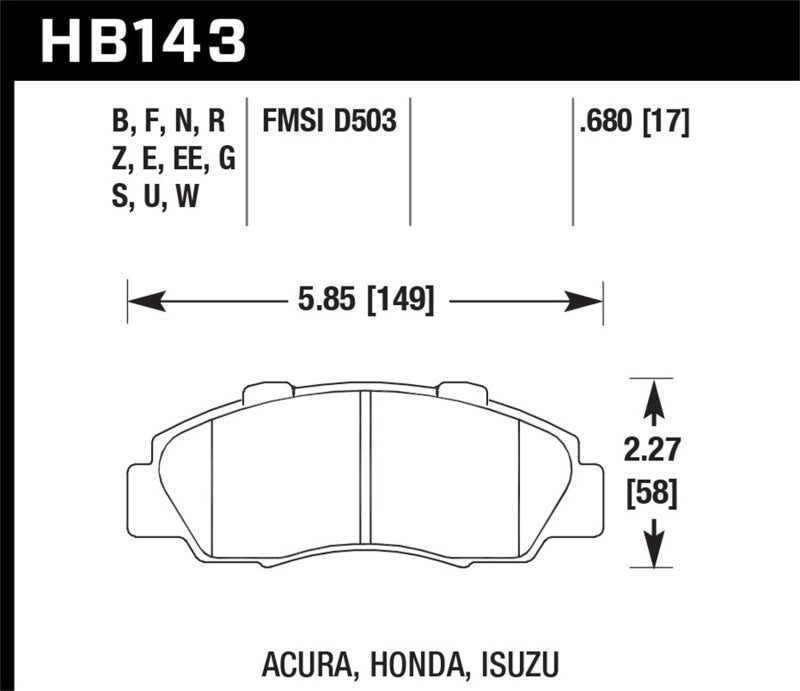 Hawk 97-01 Honda Prelude HPS Street Front Brake Pads