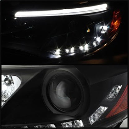 Spyder Ford Focus 12-14 Projector Headlights Halogen Model Only - DRL Black PRO-YD-FF12-DRL-BK