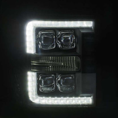 AlphaRex 11-16 Ford F-350 SD NOVA LED Proj Headlights Plank Style Alpha Blk w/Activ Light/Seq Signal