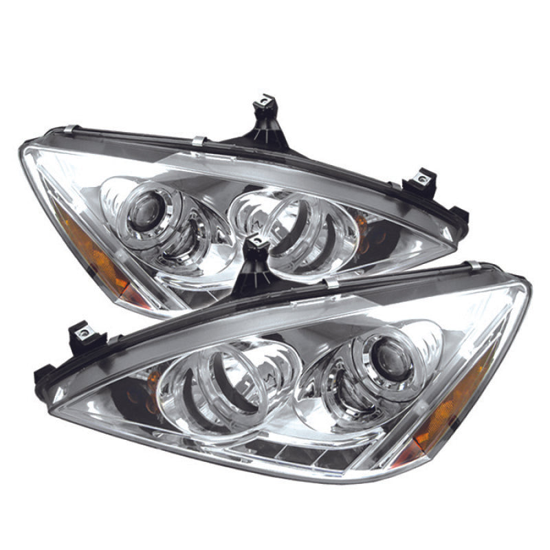 Spyder Honda Accord 03-07 Projector Headlights LED Halo Amber Reflctr LED Chrm PRO-YD-HA03-AM-C