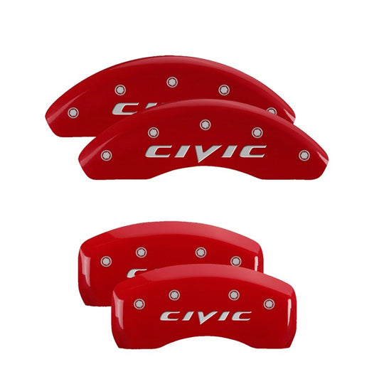 MGP 4 Caliper Covers Engraved Front Accord Engraved Rear Accord Red finish silver ch