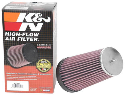 K&N Universal Clamp-On Air Filter 2-3/4in Flange 3-1/2in T 8-1/4in Height