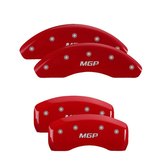 MGP 4 Caliper Covers Engraved Front & Rear MGP Red Finish Silver Characters 2018 Honda Civic