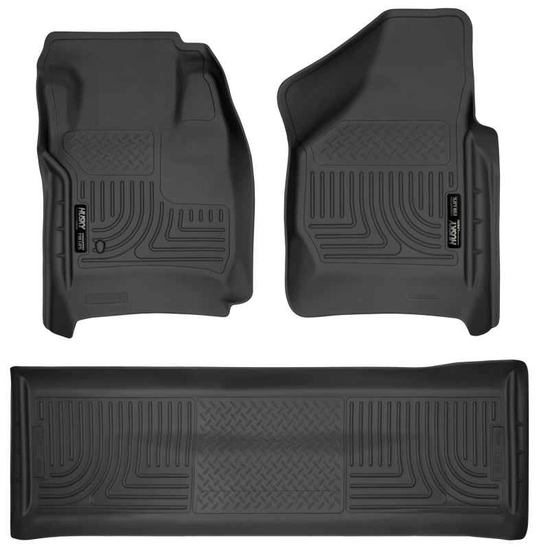 Husky Liners 08-10 Ford SD Crew Cab WeatherBeater Combo Black Floor Liners (w/o Manual Trans Case)