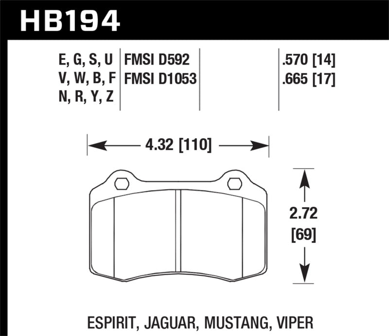 Hawk 2010 Camaro SS Performance Ceramic Street Rear Brake Pads