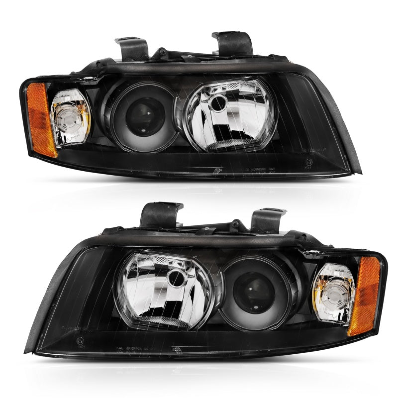 ANZO 2002-2005 Audi A4 Projector Headlight Black G2 (Halogen Type)