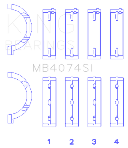 King Engine Bearings Chrysler 2.7L (Size +0.50mm) Main Bearing Set