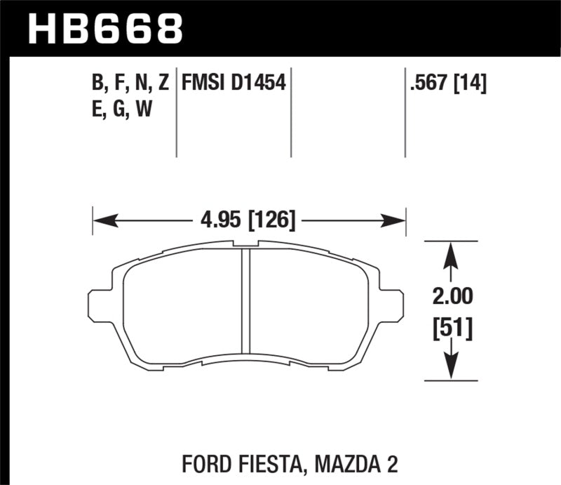 Hawk 2011-2014 Ford Fiesta S Sedan HPS 5.0 Front Brake Pads