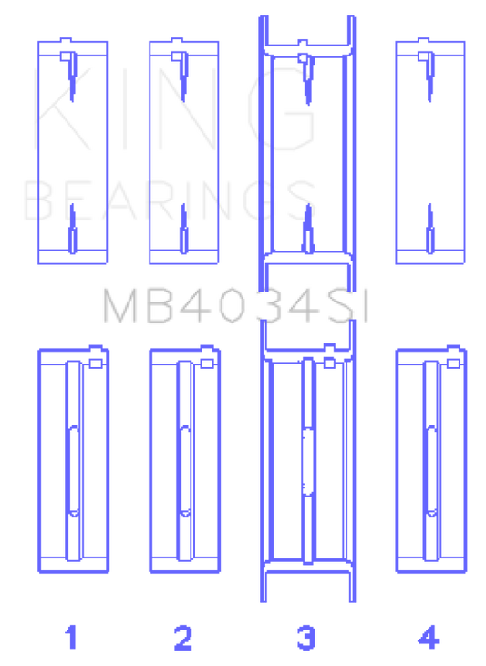 King Engine Bearings Ford 232 (Size +0.50mm) Main Bearing Set