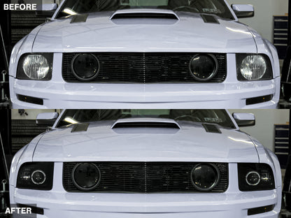 Raxiom 05-09 Ford Mustang Halogen 2010 Style LED Halo Headlights-Blk Hsng(Clear Lens/Excludes GT500)