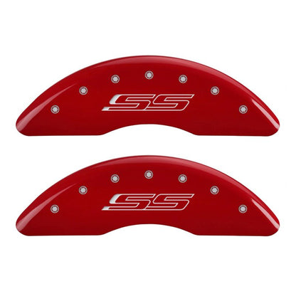 MGP 4 Caliper Covers Engraved Front & Rear Gen 5/SS Red finish silver ch