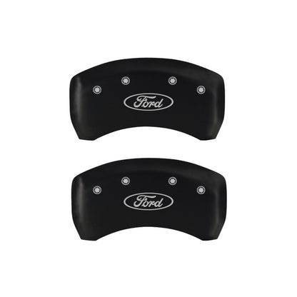 MGP 4 Caliper Covers Engraved Front & Rear Oval logo/Ford Red finish silver ch