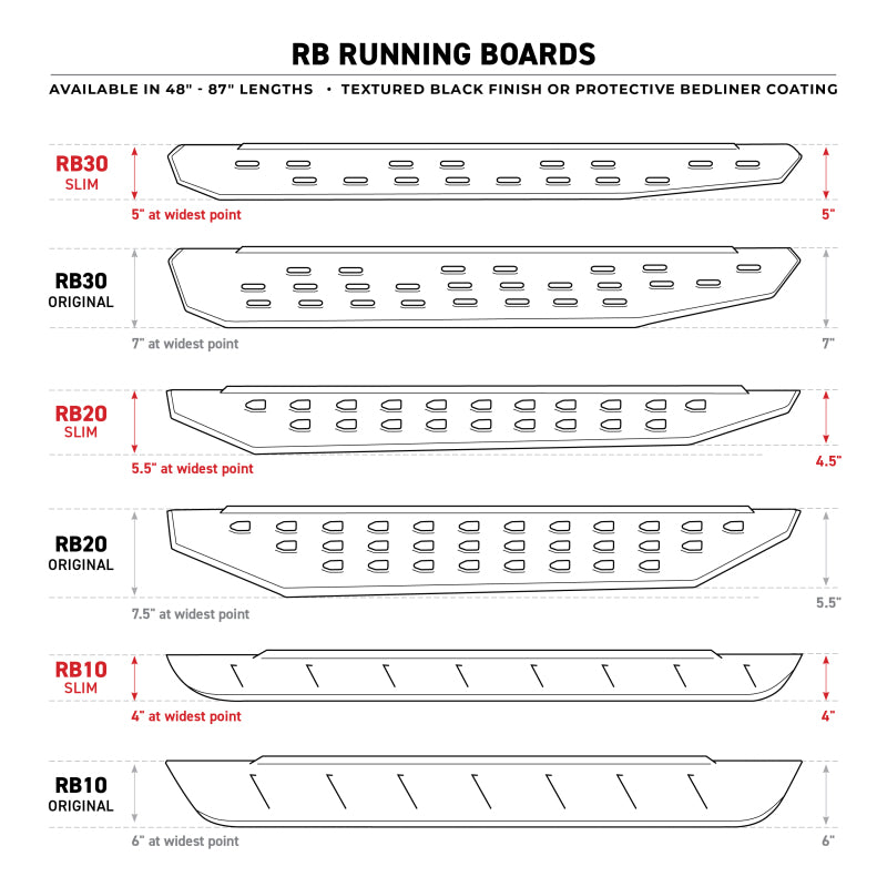 Go Rhino RB20 Running Boards - Bedliner - 80in