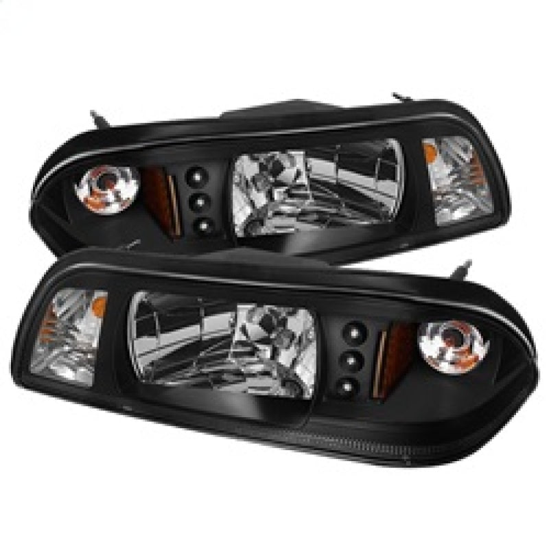 Spyder Ford Mustang 87-93 1PC LED (Replaceable LEDs)Crystal Headlights Black HD-YD-FM87-1PC-LED-BK