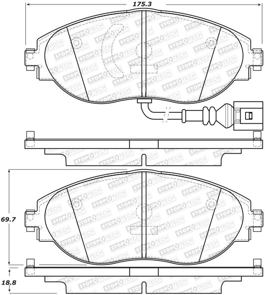 StopTech 14-18 Audi S3 Street Performance Front Brake Pads