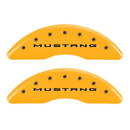 MGP 4 Caliper Covers Engraved Front 2015/Mustang Engraved Rear 2015/GT Yellow finish black ch