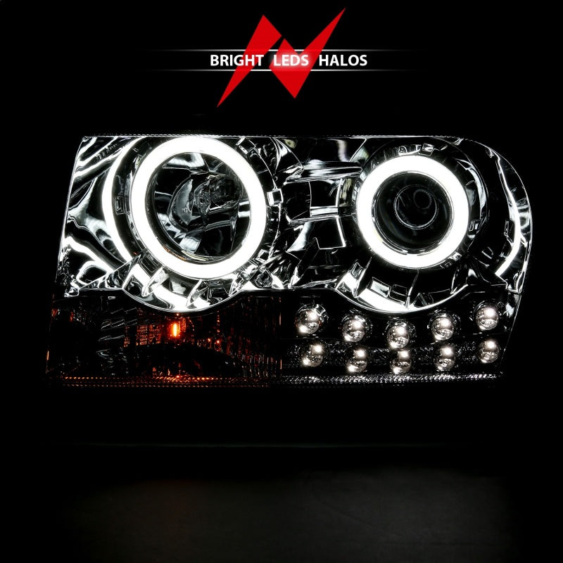 ANZO 2005-2010 Chrysler 300 Projector Headlights w/ Halo Chrome