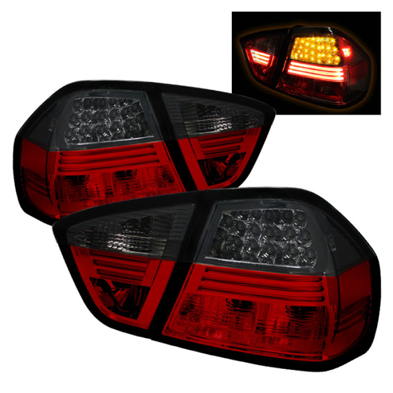 Spyder BMW E90 3-Series 06-08 4Dr LED Tail Lights Red Smoke ALT-YD-BE9006-LED-RS