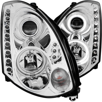 ANZO 2003-2007 Infiniti G35 Projector Headlights w/ Halo Chrome (CCFL) (HID Compatible)