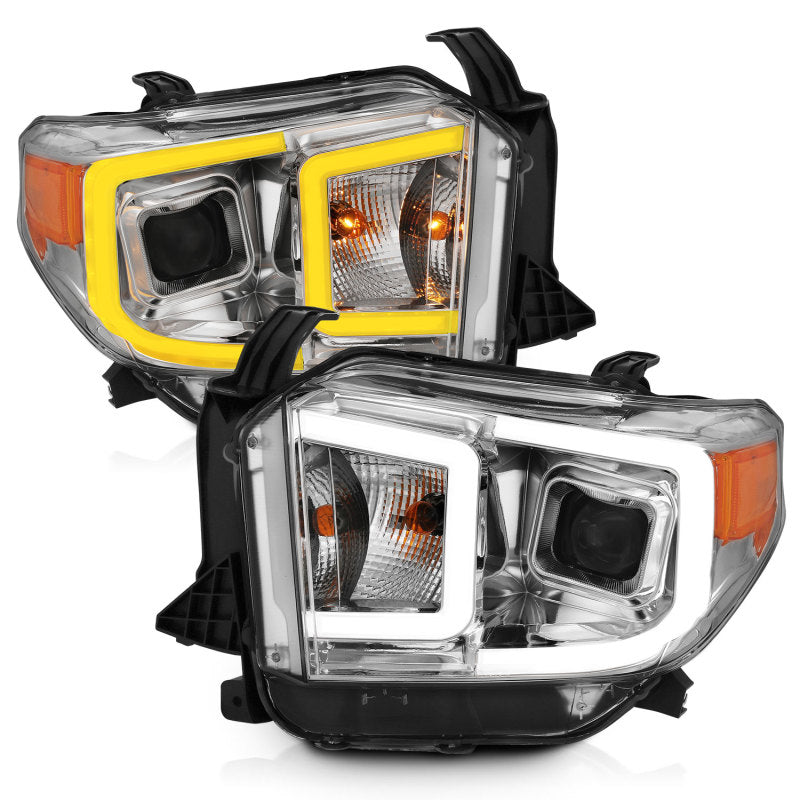 ANZO 14-17 Toyota Tundra Plank Style Projector Headlights Chrome w/ Amber