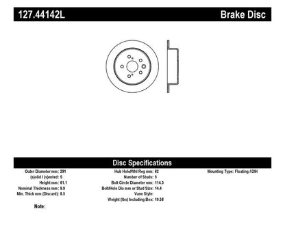 StopTech 06-10 Lexus IS 250/IS 300/IS 350 SportStop Slotted & Drilled Left Rear Rotor