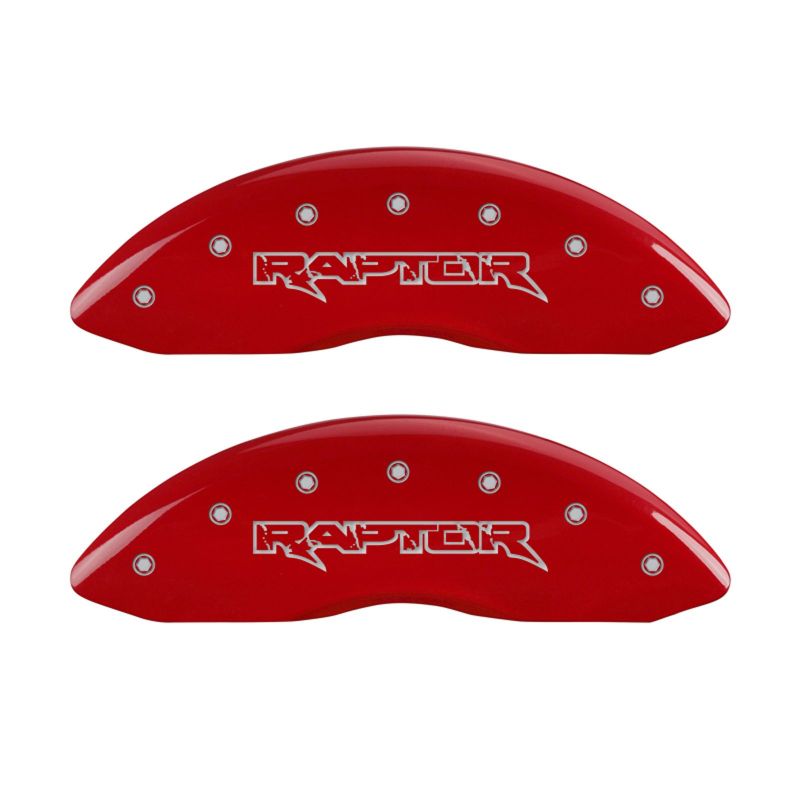 MGP 4 Caliper Covers Engraved Front & Rear Raptor Red finish silver ch