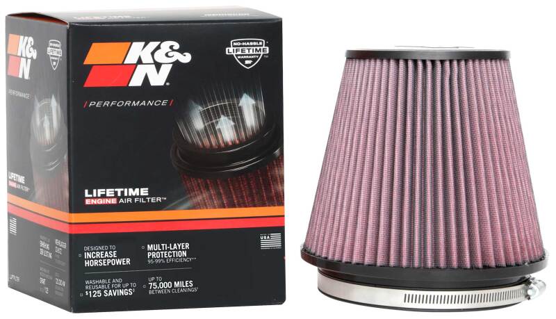 K&N Universal Clamp-On Air Filter 6in FLG / 7-1/2in B / 5in T / 6-1/2in H