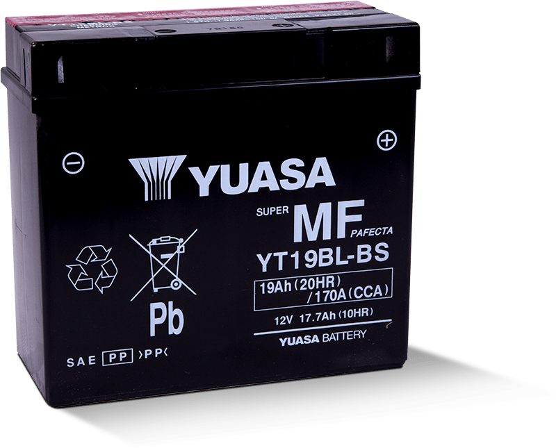 Yuasa YT19BL-BS Maintenance Free AGM 12-Volt Battery w/Bottle