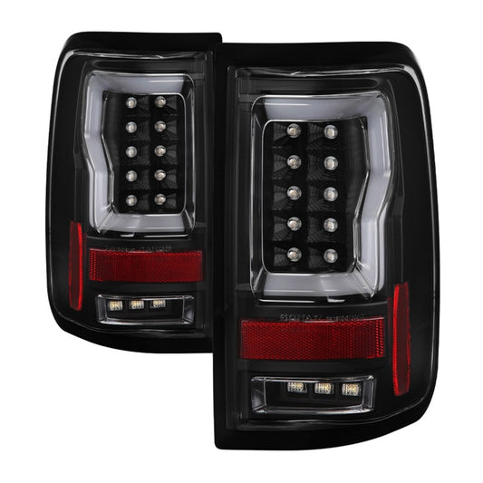 Spyder 04-08 Ford F-150 Projector Tail Lights - Light Bar DRL LED - Black ALT-YD-FF15004V2-LBLED-BK