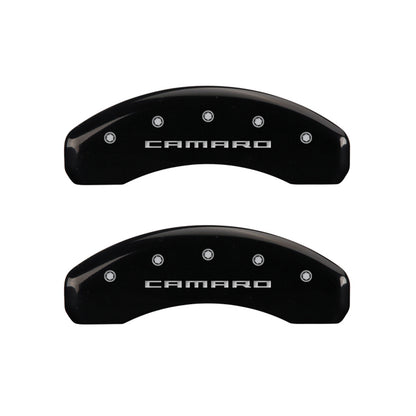 MGP 4 Caliper Covers Engraved Front & Rear Gen 5/Camaro Black finish silver ch