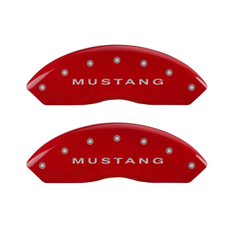 MGP 4 Caliper Covers Engraved Front Mustang Engraved Rear S197/GT Red finish silver ch